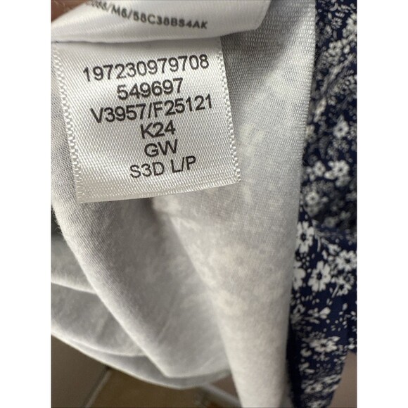 Lands End Dress Size Large Blue White Floral Sleeveless V Neck Pullover Telcel - Picture 8 of 8